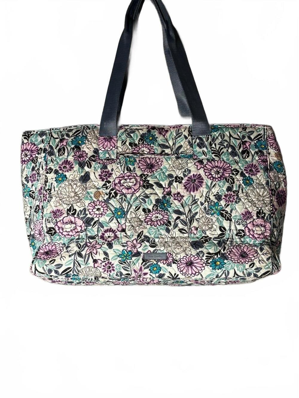 Vera Bradley Quilted Floral Tote Bag with Multiple Compartments